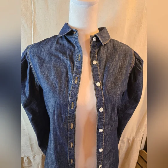 Veronica Beard Blue Denim Blouse - Picture 2 of 7